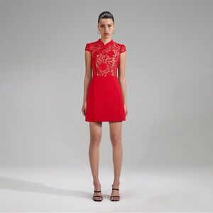 Self-Portrait Red Lace Mini Dress